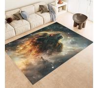 Area Rug 50x80 cm Faux Cashmere Comfortable Short Fleece 3D Lion Stars Galaxy Printed Pattern Kitchen Rugs Non Slip Washable Stain-Resistant Ideal for Flats Reading Nooks Nursery Rooms Entryways