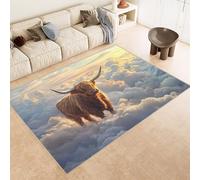 Area Rug 50x80 cm Faux Cashmere Comfortable Short Fleece 3D Yak Clouds Stars Sky Printed Pattern Kitchen Rugs Non Slip Washable Stain-Resistant Ideal for Flats Reading Nooks Nursery Rooms Entryways