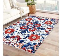 Area Rug 5x7 for Living Room Abstract flower Soft Low Pile Large Rug, Boho Non-Slip Washable Rug, for Bedroom, Dining Room,Kitchen,Bathroom(red)-180x270cm