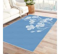 Area Rug 5x7 for Living Room Abstract line flowers Soft Low Pile Large Rug, Boho Non-Slip Washable Rug, for Bedroom, Dining Room,Kitchen,Bathroom(blue)-150x240cm