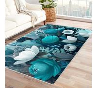 Area Rug 5x7 for Living Room Blue flower pattern Soft Low Pile Large Rug, Boho Non-Slip Washable Rug, for Bedroom, Dining Room,Kitchen,Bathroom(blue and white)-120x180cm