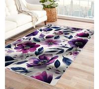Area Rug 5x7 for Living Room Floral watercolor patterns Soft Low Pile Large Rug, Boho Non-Slip Washable Rug, for Bedroom, Dining Room,Kitchen,Bathroom(Purple;)-120x180cm