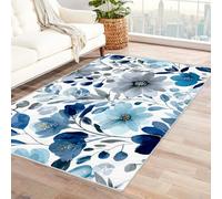Area Rug 5x7 for Living Room Floral watercolor patterns Soft Low Pile Large Rug, Boho Non-Slip Washable Rug, for Bedroom, Dining Room,Kitchen,Bathroom(blue)-120x180cm