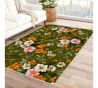 Area Rug 5x7 for Living Room Fresh and refreshing little flower Soft Low Pile Large Rug, Boho Non-Slip Washable Rug, for Bedroom, Dining Room,Kitchen,Bathroom(green)-150x210cm