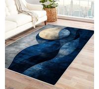 Area Rug 5x7 for Living Room Geometric lines Soft Low Pile Large Rug, Boho Non-Slip Washable Rug, for Bedroom, Dining Room,Kitchen,Bathroom(blue)-180x240cm