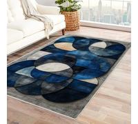 Area Rug 5x7 for Living Room Geometric patterns Soft Low Pile Large Rug, Boho Non-Slip Washable Rug, for Bedroom, Dining Room,Kitchen,Bathroom(blue)-150x240cm