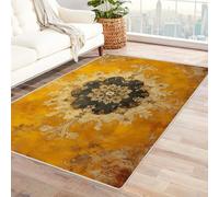 Area Rug 5x7 for Living Room Vintage flower Soft Low Pile Large Rug, Boho Non-Slip Washable Rug, for Bedroom, Dining Room,Kitchen,Bathroom(orange)-150x240cm