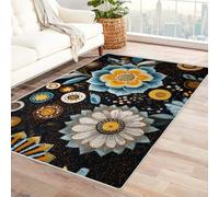 Area Rug 5x7 for Living Room Vintage Flowers Soft Low Pile Large Rug, Boho Non-Slip Washable Rug, for Bedroom, Dining Room,Kitchen,Bathroom(polychrome)-90x150cm