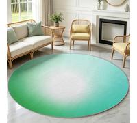 Area Rug 60 cm, Soft Washable Non-Slip Circle Mat, Low Pile Stain Resistant Minimalist Sofa Round Rug, Ombre Halo Carpet for Living Room Bedroom Kitchen Office Game Room Entryway Green