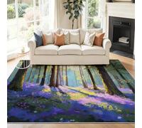 Area Rug 60 x 120 cm Bedroom Living Room Rugs, Washable Multicolored Romance Nature Forests Trees Flowers Soft Rugs Indoor Floor No Slip Stain Resistant Carpet for Dining Room Kitchen Playroom