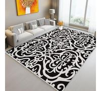 Area Rug 60 x 90 cm/24 x 35.4 Inch, Gothic Floral Pattern Elegant Printed, Black White Washable & non-slip Carpet, Flannel Rugs Soft Touch, Bedroom Living Room Decorations Carpet Indoor Area Rugs