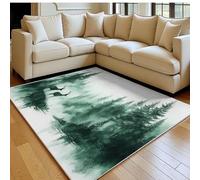 Area Rug 60 x 90 cm for Bedroom & Living Room Forest deer herd Soft Short Pile Carpet Green Dining Room Rug