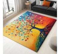 Area Rug 60 x 90 cm Machine Washable Indoor Drawing Cartoon Tree Of Life Print Rug Thin Lightweight Color Non-Slip Floor Mat Doormats Non Slip Carpet Kitchen Living Room Bedroom
