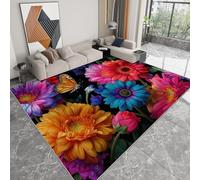 Area Rug 60 x 90 cm, Realistic Surrealism Flowers Chrysanthemums Carpet Large Area Rugs for Elder's Room Tea Room Chinese Living Room Balcony - Non-Slip Washable Short Pile Red Rugs