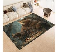 Area Rug 60x90 cm Faux Cashmere Comfortable Short Fleece 3D Bear Crown Chess Piece Printed Pattern Kitchen Rugs Non Slip Washable Stain-Resistant Ideal for Flats Reading Nooks Nursery Rooms Entryways