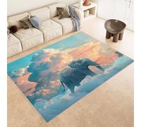 Area Rug 60x90 cm Faux Cashmere Comfortable Short Fleece 3D Elephant Clouds Sky Printed Pattern Kitchen Rugs Non Slip Washable Stain-Resistant Ideal for Flats Reading Nooks Nursery Rooms Entryways
