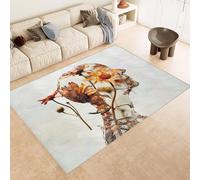 Area Rug 60x90 cm Faux Cashmere Comfortable Short Fleece 3D Human Face Flowers Printed Pattern Kitchen Rugs Non Slip Washable Stain-Resistant Ideal for Flats Reading Nooks Nursery Rooms Entryways