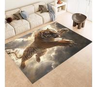 Area Rug 60x90 cm Faux Cashmere Comfortable Short Fleece 3D Tiger Clouds Stars Sky Printed Pattern Kitchen Rugs Non Slip Washable Stain-Resistant Ideal for Flats Reading Nooks Nursery Rooms Entryways