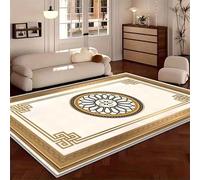 Area Rug, 60x90cm Simple Modern Gold and White Line Pattern Foldable Rug, Fashionable and Beautiful Bedroom Living Room Office Washable Rugs, Soft Non-Slip Apartment Dormitory Kitchen Mat