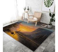 Area Rug 80 x 150 cm Non-Shedding Print Floor Carpet Machine Washable, Rugs for Living Room Non Slip Nature Animal Horse Cherry Blossom Carpet for Bedroom Dining Room, Pink