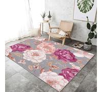 Area Rug 80 x 150 cm Non-Shedding Print Floor Carpet Machine Washable, Rugs for Living Room Non Slip Nature Animal Horse Cherry Blossom Carpet for Bedroom Dining Room, Pink