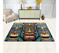 Area Rug Absorbent Non-Slip Floor Mats 36"X24" Washable Throw Carpet Colorful Tiki Mask Pattern Living Room Rugs Large Soft Indoor Floor Carpet for Bedroom Kitchen Laundry Office