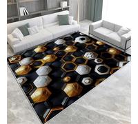 Area Rug Abstract Geometric Football Rugs Living Room Bedroom 3D Printed Floor Door Mat Non-Slip Inner Treads Kitchen Carpet Cushion 180 X 280 Cm, Soft Stain Resistant Easy Clean /1109356909994