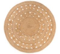 Area Rug Braided Design Jute 240 cm Round Berkfield Home Beige 100cm diameter