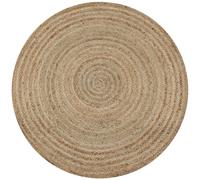 Area Rug Braided Jute 120 cm Round Berkfield Home Beige 100cm diameter