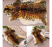 Area Rug Chic Style Tiger Leopard Printed Australia Sheepskin Rug Soft Plush Throw Lambskin Cheetah Rug Perfectly in Living Room/Bed Room or Couch Decor One Pelt(75cmx110cm (29.5x43.3Inch, Leopard)