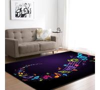 Area Rug Colorful Music Symbols For Print 3D Rugs Non-Slip Mat Throw Rug Yoga For Living Room Playroom Classroom Nursery Decor Outdoor Floor Carpets 200 X 300 Cm / 78.74" X 118.11", Stain Resist -4L7