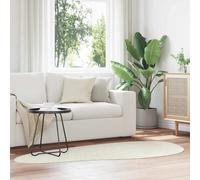 Area Rug Cream 100x200cm Polyester Medium Pile Non-Slip Washable Indoor Foldable