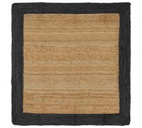 Area Rug Dark Grey 120 x 120 cm Jute Handmade Modern Indoor Square Cozy Home Mat