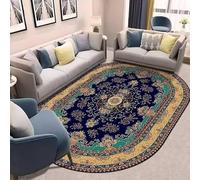 Area Rug Decoration Oval Indoor Floor Mat Home Decoration Runner Rugs under Table Washable Carpet Vintage traditional floral design in multiple colors: blue, yellowish-brown, 120 x 160cm