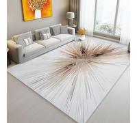 Area Rug For Living Room 100 X 150 Cm Bedroom Rug Soft Rugs Washable Non Slip Carpet Rug Abstract Lines Radiation Faux Wool Brown White Art Floor Carpet For Home Office Dining Room Kitchen Decor