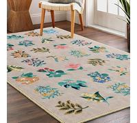 Area Rug for Living Room 130 x 180 cm Rectangle Rugs Bedroom Non Slip Area Rug for Indoor Kitchen, Cozy and Modern Touch modern retro floral green yellow