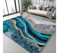 Area Rug for Living Room 80 x 150 cm, Colorful Soft & Comfortable Flannel Floor Rug, Abstract Flow Texture Print design, Non-Slip & Machine Washable Carpet for Bedroom, Office & Hallway