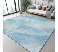 Area Rug for Living Room 80 x 150 cm, Light Blue Apricot Soft & Comfortable Flannel Floor Rug, Dream Marble Print design, Non-Slip & Machine Washable Carpet for Bedroom, Office & Hallway