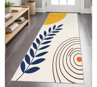 Area Rug for Living Room Bedroom, Washable Abstract Modern Large Carpets, Soft Flannel Indoor Floor Rugs Cozy Aesthetic Home Decor (Blue Leaves,60 x 120 cm (Runner))