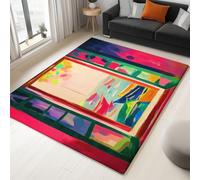 Area Rug for Living Room Oil Painting Of Boat Outside The Window 120x180cm Washable Area Rugs, Soft Short Pile Non Slip Carpet for Bedroom Kitchen Dining Room Home Decor Floor Mat