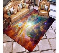Area Rug Galaxy, Black Purple Starry Sky Universe Planet Nebula Pattern Bedroom Living Room Study Carpet Children's Play Area Mats Indoor and Outdoor Doormat Bath Mat (Orange,100 x 160 cm)