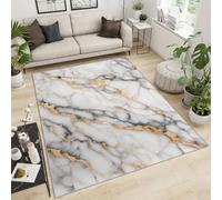 Area Rug Large Size 120X170Cm Creamy White Marble Living Room Rug, Luxury Abstract Texture Carpet, Short Pile Rugs Anti Slip Washable Floor Mats, For Living Room Bedroom Dining Room Office Carpet