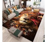 Area Rug Lion Wild Animal Rugs Living Room Bedroom 3D Printed Floor Door Mat Non-Slip Inner Treads Kitchen Carpet Cushion 80 X 120 Cm, Soft Stain Resistant Easy Clean -81145887581