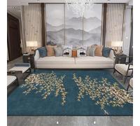 Area Rug Living Room 100 x 100cm, Bedroom Corridor Super Soft Non Slip Carpet for Study Room Kitchen Office Dining room Retro leaf floral pattern yellow blue green