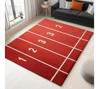 Area Rug Living Room Dining Floor 160 x 230 cm Carpets, Red Flannel Rug Easy Care Not Easy to Fade, Simple Lines Numbers Printing Non-slip Washable Non Shedding Office Decorative