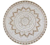 vidaXL Area Rug Braided Jute Printed 90cm Round Home Living Room Floor Carpet