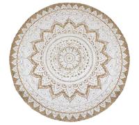 Berkfield Area Rug Braided Jute Printed 180 Cm Round