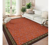 Area Rug Living Room Rugs 80x150 Large Soft Indoor Carpet Boho Rustic Botanical Rug with Non Slip Rubber Backing for Under Dining Table Nursery Home Office Bedroom Burnt Orange Terracotta