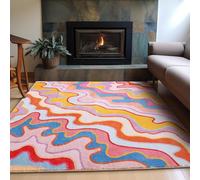 Area Rug Machine Washable Living Room 160x200cm Non Slip Carpet Room Decor Large Rug for Office Kitchen Bedroom Dining Room Modern Abstract Pink