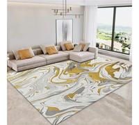 Area Rug Marble Swirl Gold Silver 160x230 cm Modern Fluffy Shaggy Rugs for Living Room, Soft Non-Slip Carpet for Bedrooms, Boys Girls Room, Play Room Home Decor